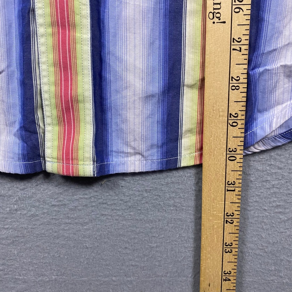 Vintage Indigo Palms Mens M Striped Button Down Blue Yellow Red Long Sleeve - Picture 6 of 6